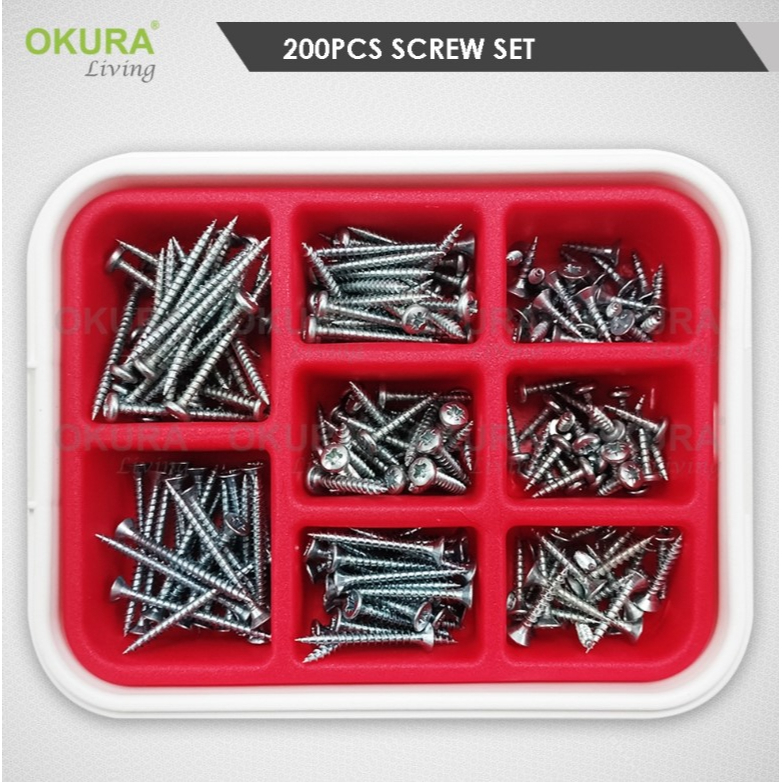 Self Tapping Screw Set Flat & Round Head Screw Set with compartment