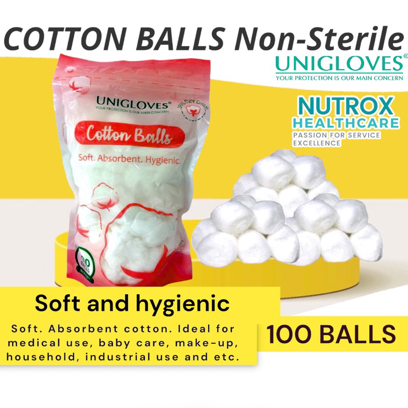 COTTON BALL NonSterile Pack of 100 Balls Soft and Hygienic Cotton Wool