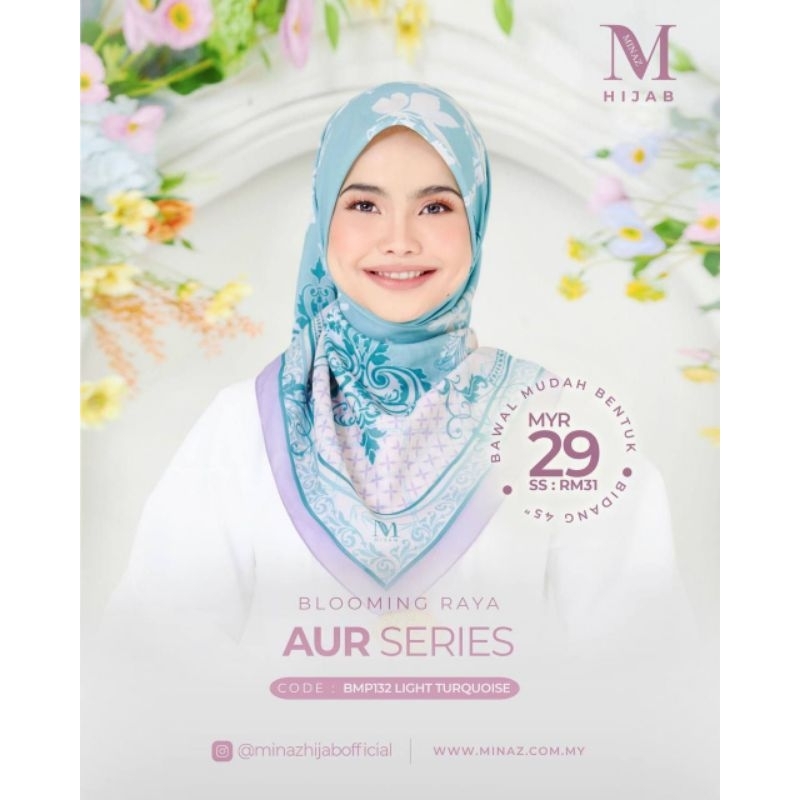 Minaz Hijab Raya Aur Light Turqoise Premium Cotton Bawal Tudung Kanak ...