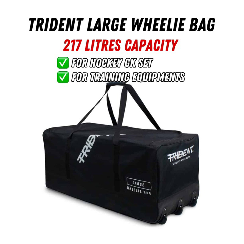 Trident Large Wheelie Bag Hockey Goalie Set Bag Training Kit Bag Beg