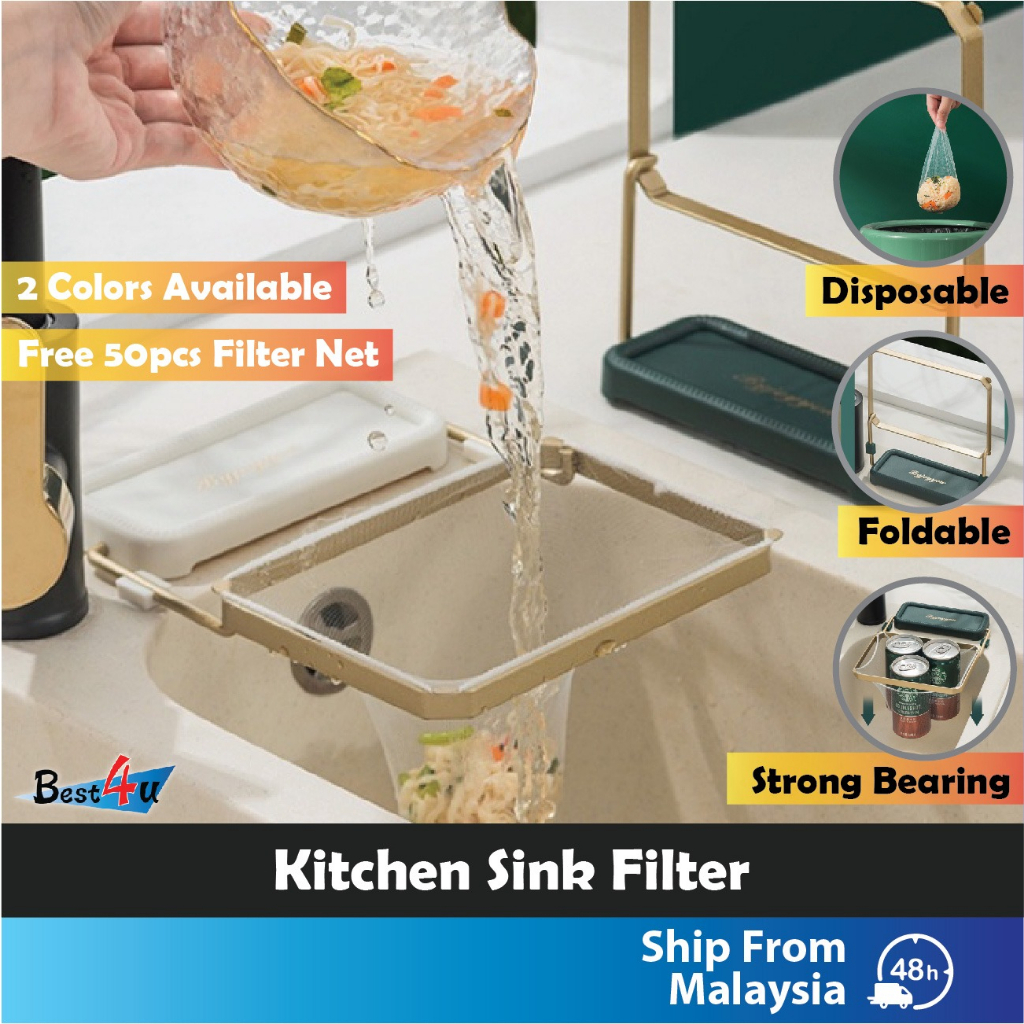 BEST4U Nordic Foldable Kitchen Strainer Disposable Filter Net Garbage ...