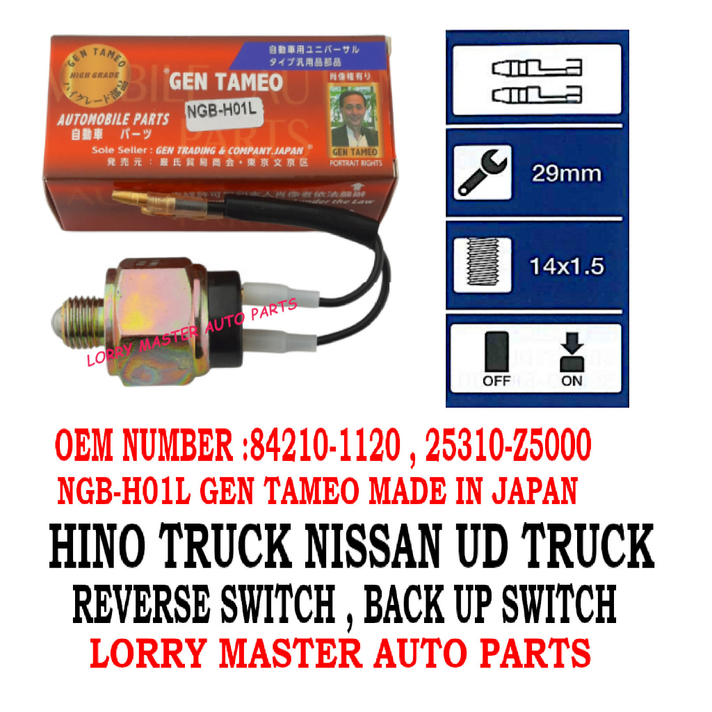 NGB-H01L GEN TAMEO JAPAN REVERSE SWITCH HINO TRUCK NISSAN UD TRUCK ...
