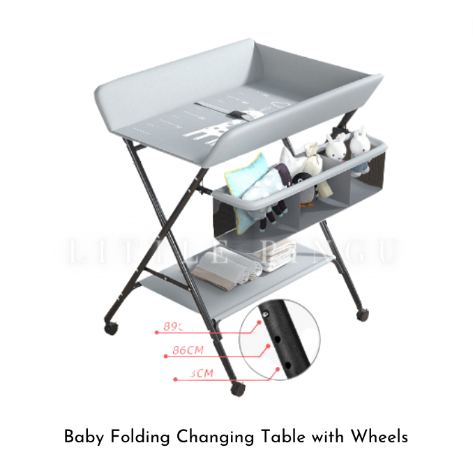 Baby Folding Changing Table with Wheels Diaper Changing Table Baby
