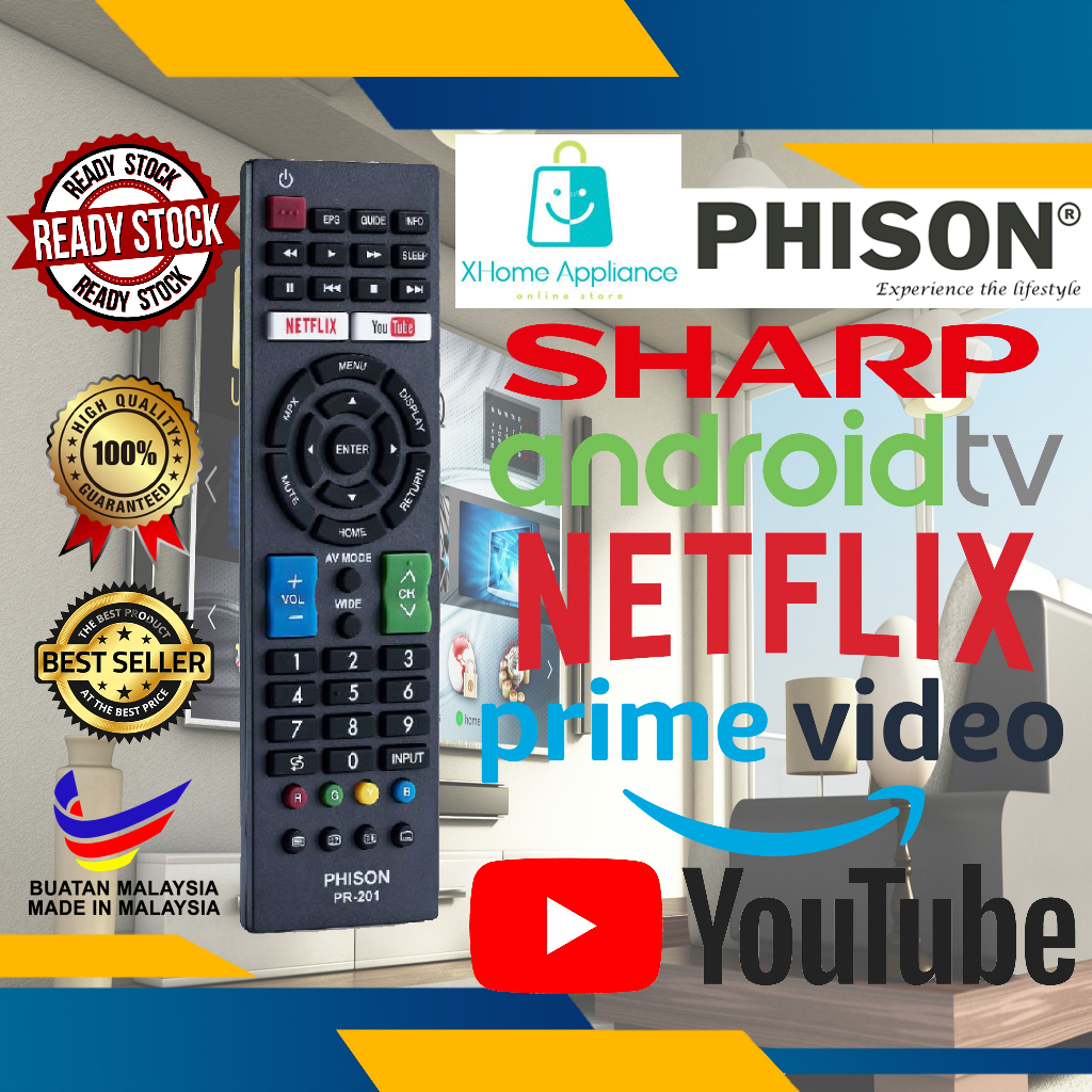 Sharp LED/LCD/SMART/ANDROID TV/4K TV Remote Replacement Alat Kawalan ...