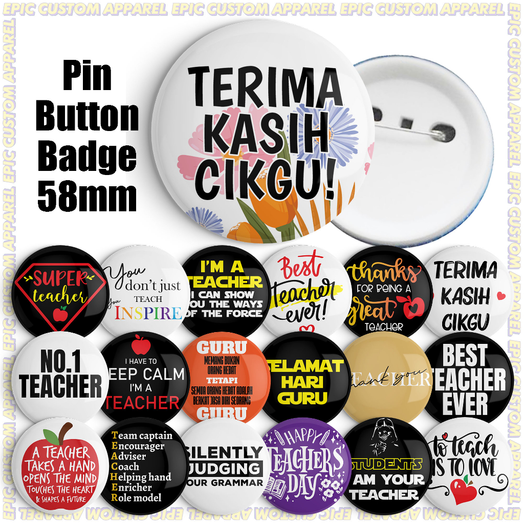 Hari Guru Teacher's Day Designs 58mm Button Badge (A810-A841) | Shopee ...