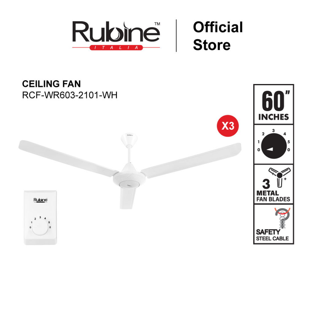 RUBINE RCFWR6032101WH Regulator Ceiling Fan x 3 UNITS Shopee Malaysia