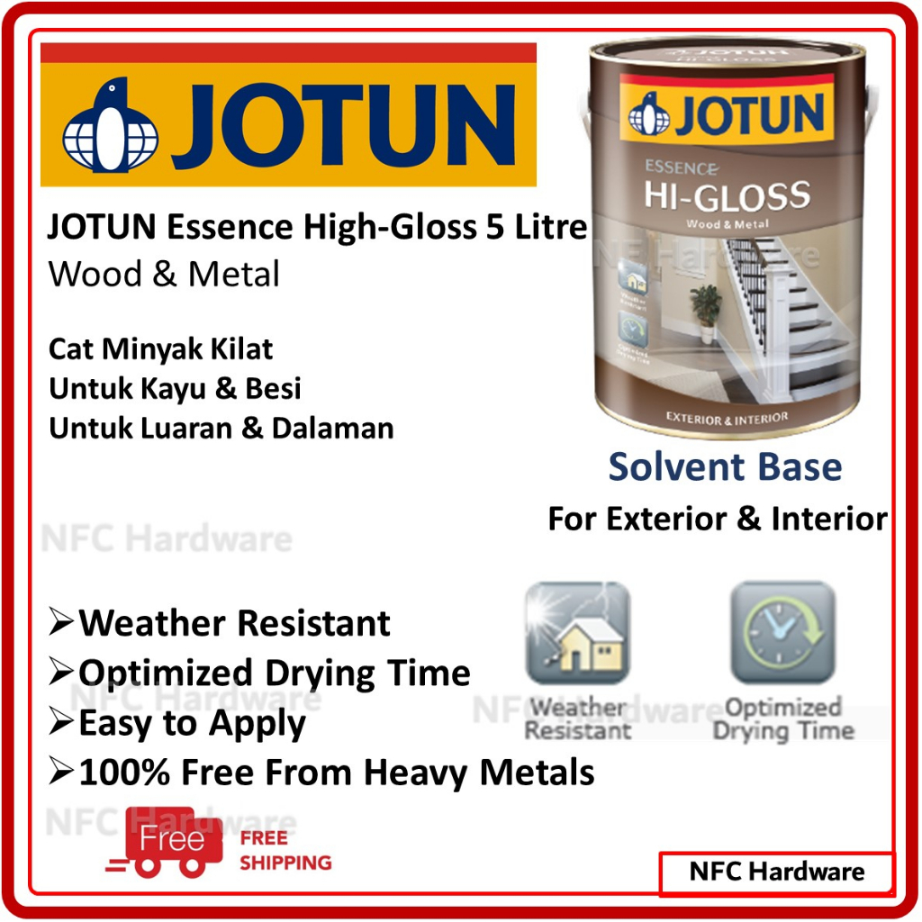 Free Shipping Jotun Essence High Gloss 5 Litre Wood And Metal Cat Minyak Alas Kayubesi 8853