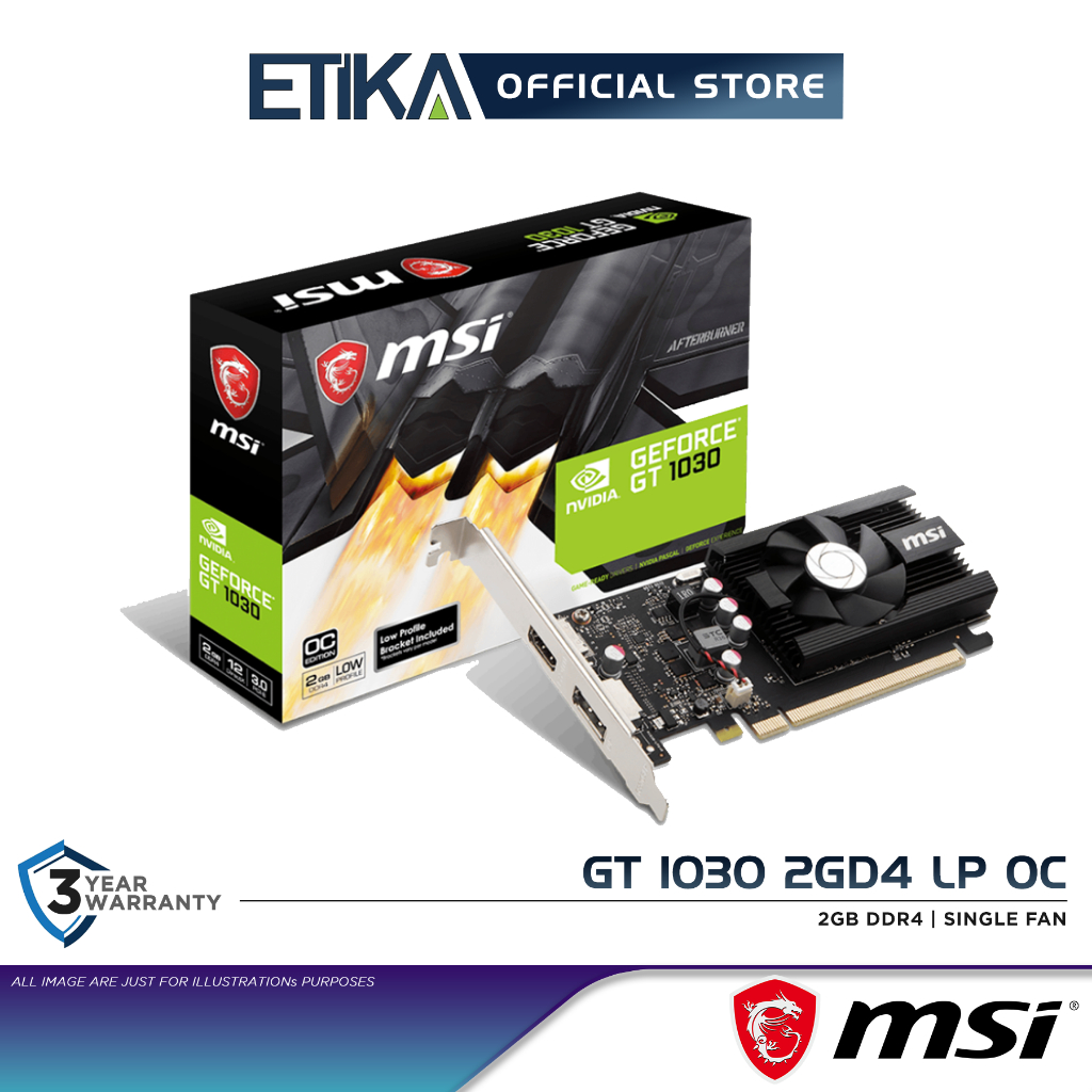 MSI GT 1030 2GD4 LP OC Graphics Card 2GB DDR4 Single Fan