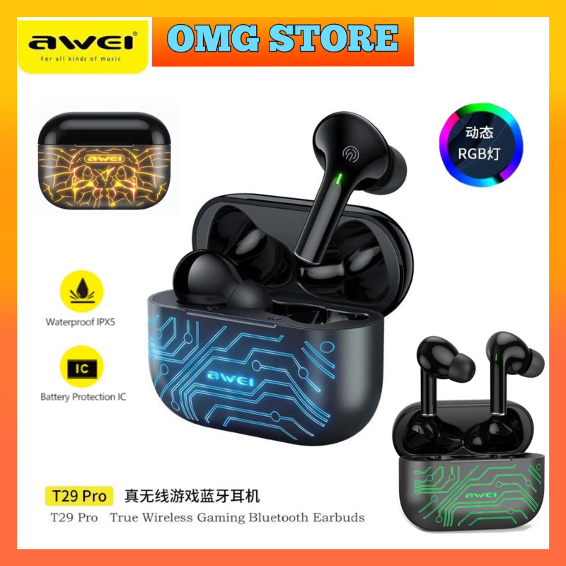 Awei T29Pro TWS Earbuds Bluetooth 5.1 True Wireless Stereo Headset Game ...