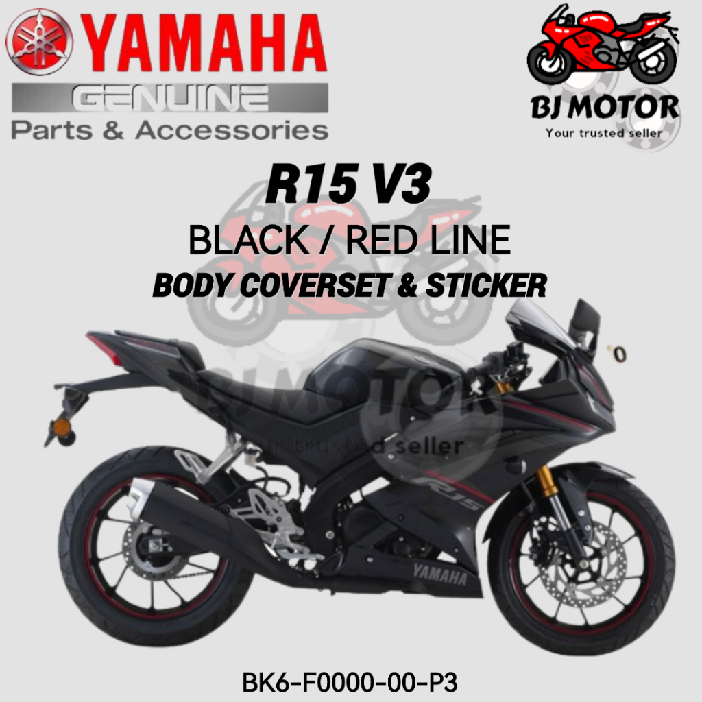 R15 BODY COVERSET R15 V3 BODY COVER SET 100 ORIGINAL YAMAHA R15 Cover set Monster Black Yellow BK6 F0000 Shopee Malaysia