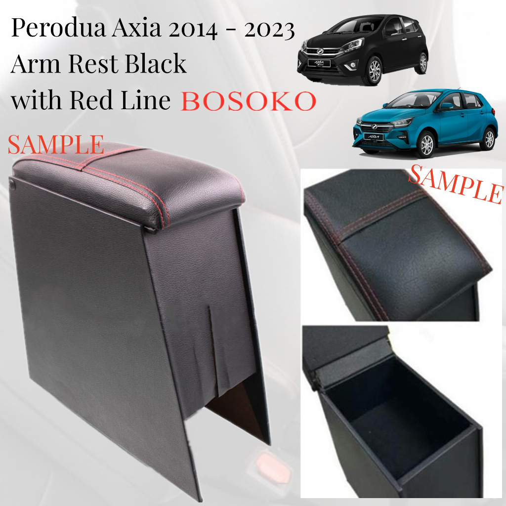 Bosoko Arm Rest Black with Red Line Perodua Axia 2014 2022