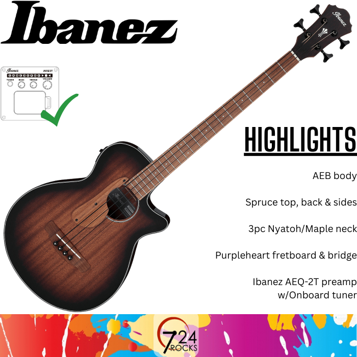 Ibanez Guitar Ibanez AEGB24EMHS AEG Series Acoustic Electric Bass
