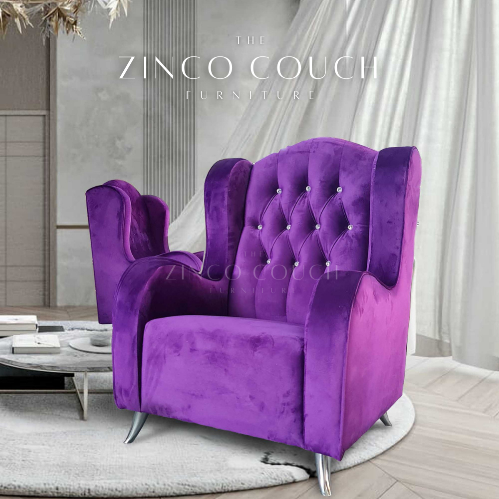 FREE DELIVERY!!!{ROMAN WING CHAIRS SOFA}VELVET FABRIC HIGH BACK WING