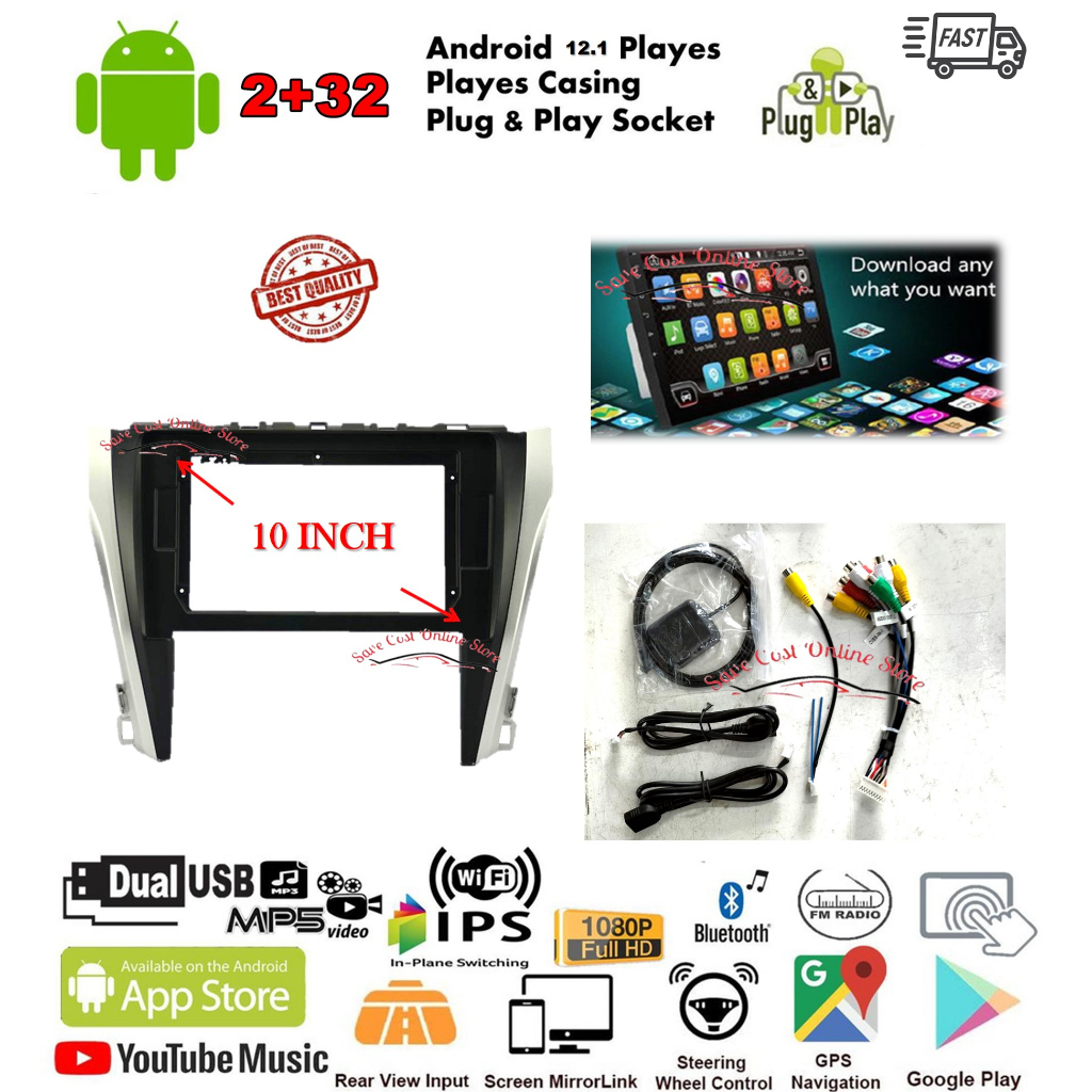 Toyota Camry 2012 - 2014 (Low Spec) android player 10 inch IPS Screen ...