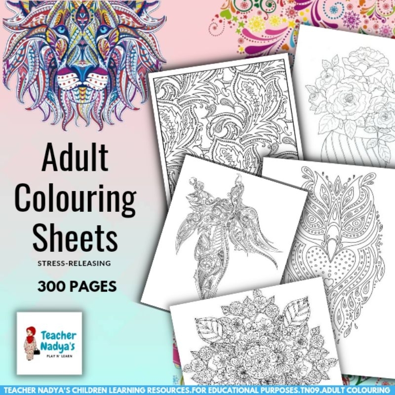 [ PRINTABLE / PDF ] Adult Colouring Sheets | TN09 Stress Releasing ...
