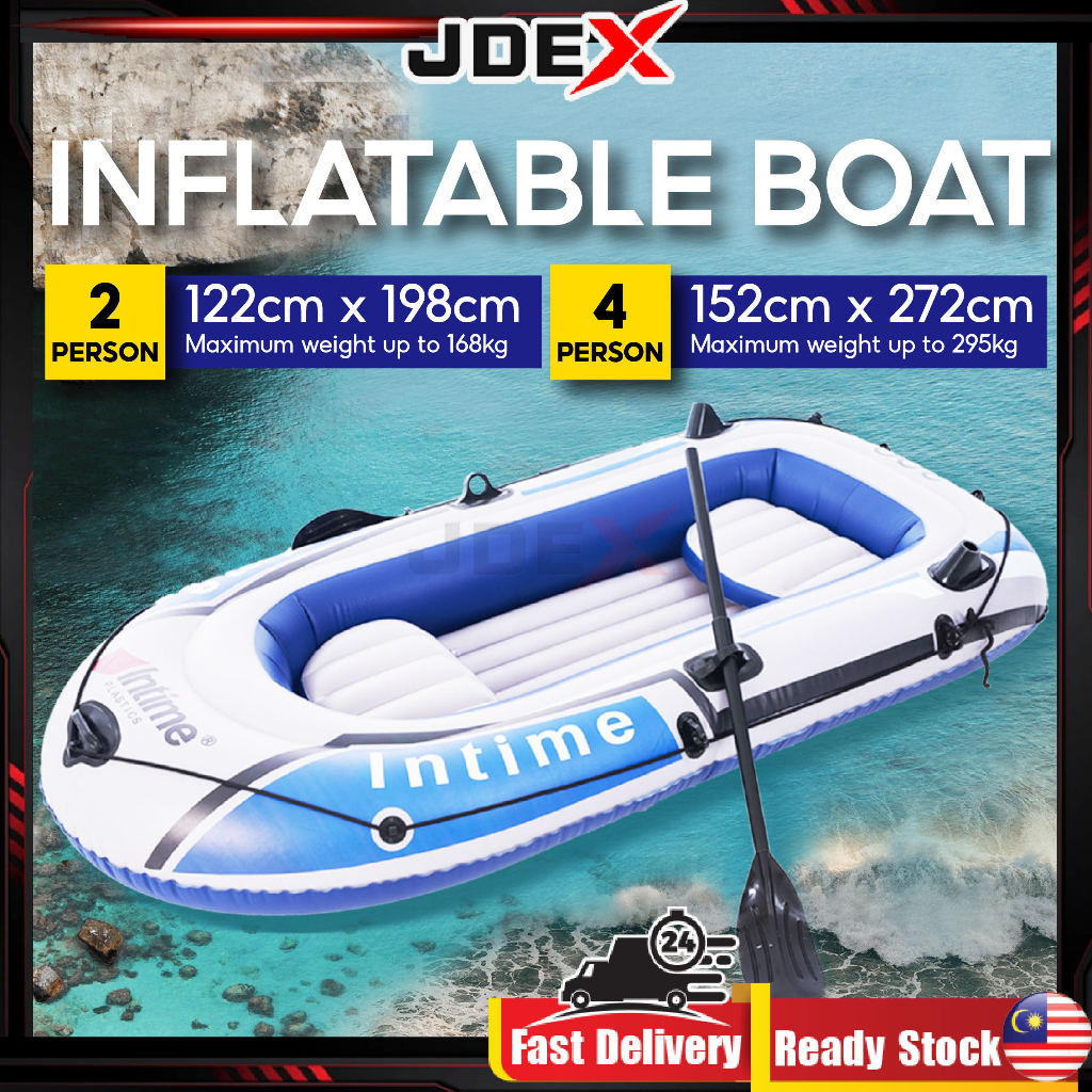 JDEX Intime Inflatable Boat 2/4 Person PVC Rubber Inflatable Boat Thick