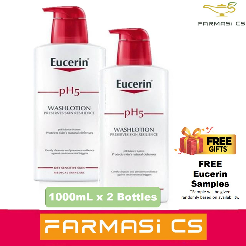 Eucerin pH5 Wash Lotion For Body and Face 1000ml x 2 (TWIN) FREE