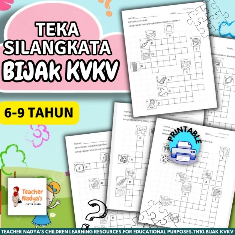 [ PRINTABLE / PDF ] Teka Silangkata KVKV | TN10 | Diftong Digraf Vokal ...