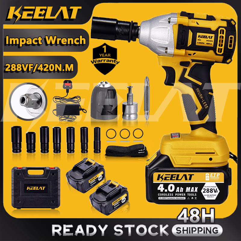 KEELAT 1/2" 1/4" Impact Wrench Cordless Electric Brushless Impact