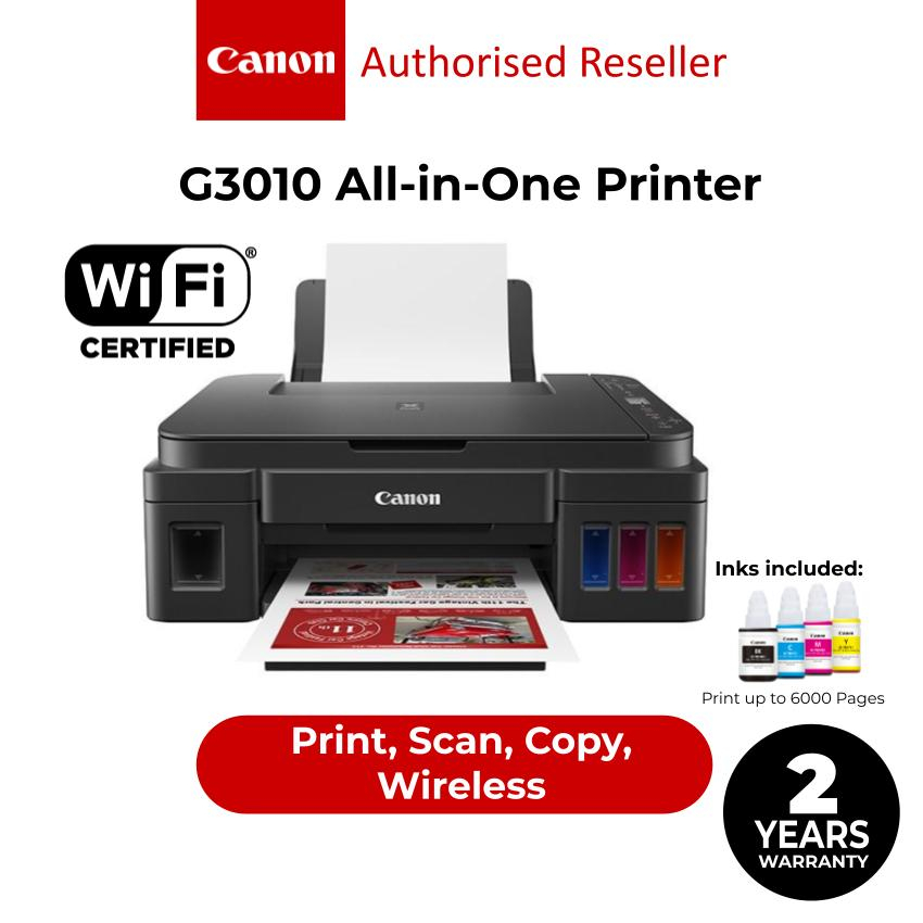 Canon Pixma G3010 Refillable Ink Tank Wireless AllInOne Printer [Free