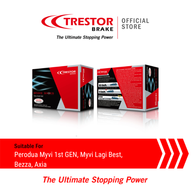 Trestor Rear Brake Shoes for Perodua Myvi 1st GEN, Myvi Lagi Best ...