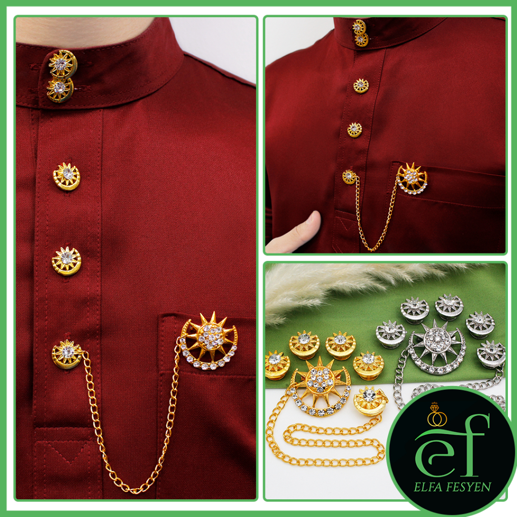 BUTANG BAJU MELAYU BULAN BINTANG BERANTAI (A)(B)(C)(D)(E)(F) | Shopee