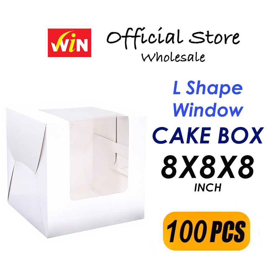 Window Cake Box 8x8x8" Box / Tall Cake Box Kotak Kuih Big Box Shopee