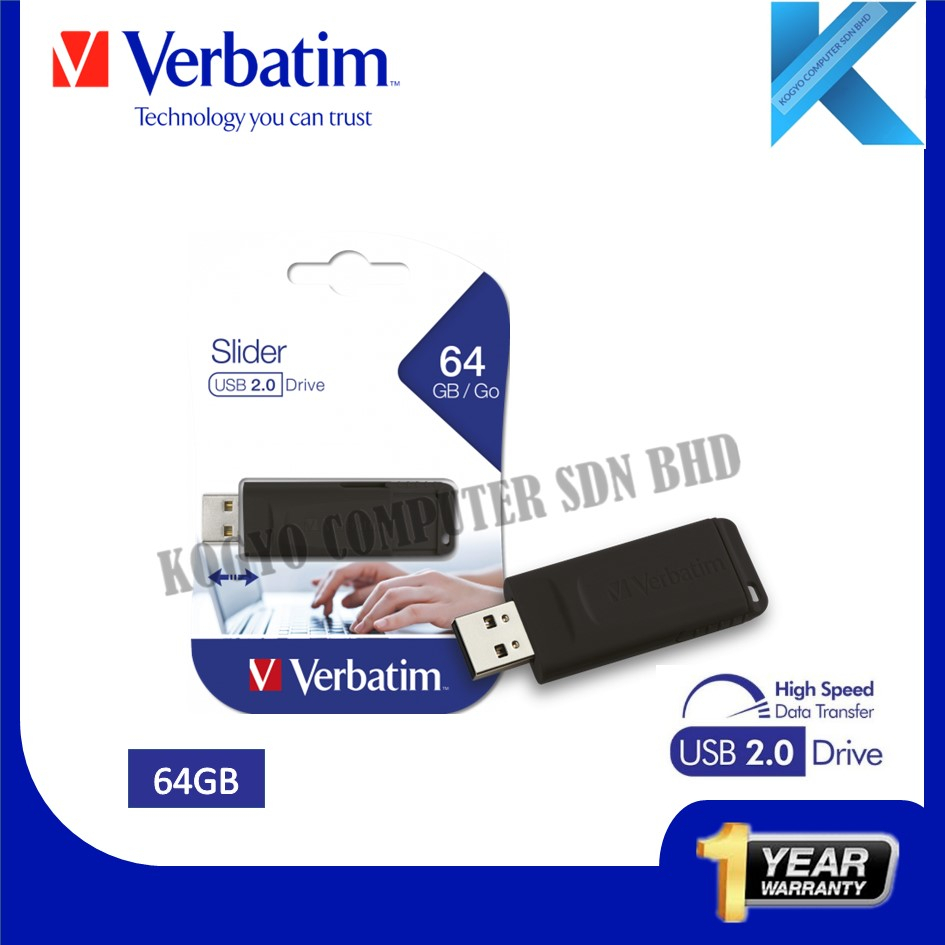 Verbatim New Slider USB 2.0 Flash Drive ( 64GB ) USB Pendrive