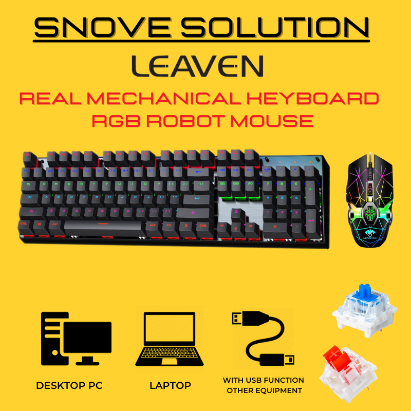 LEAVEN K880 Mechanical Keyboard RGB Wired Gaming keyboard mechanical Gaming keyboard and mouse set 机