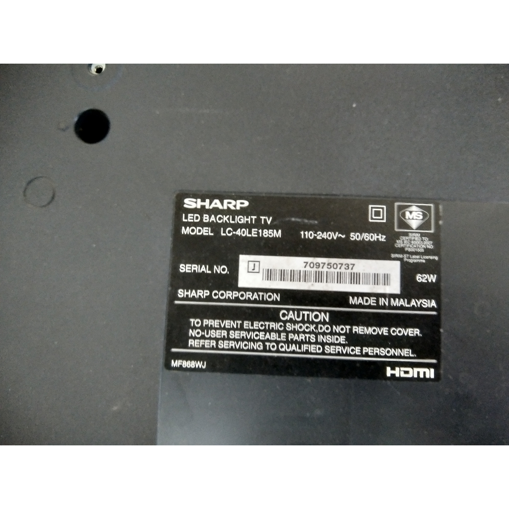Board Tv Second Sharp Lc 40le185m Shopee Malaysia