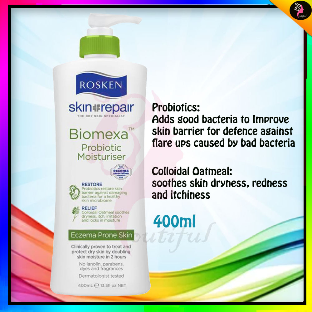 Rosken Biomexa Probiotic Moisturiser 400ml Protect Dry Skin Doubling
