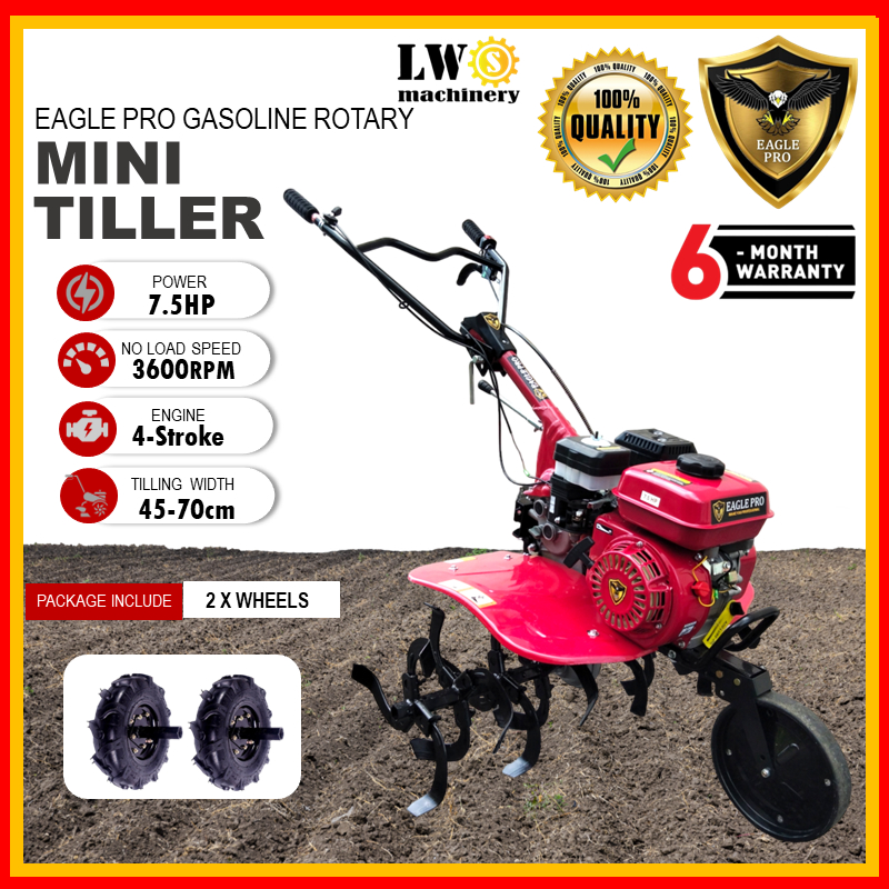 Eagle Pro EP-500 Mini Tiller Cultivator Petrol Engine Mesin Bajak Tanah ...