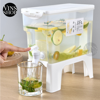 1pc White 3.5l Fridge Beverage Cold Water Pitcher With Tap, Large Capacity  Drinking Dispenser, Summer Drink Juice Jar, Cold Water Kettle