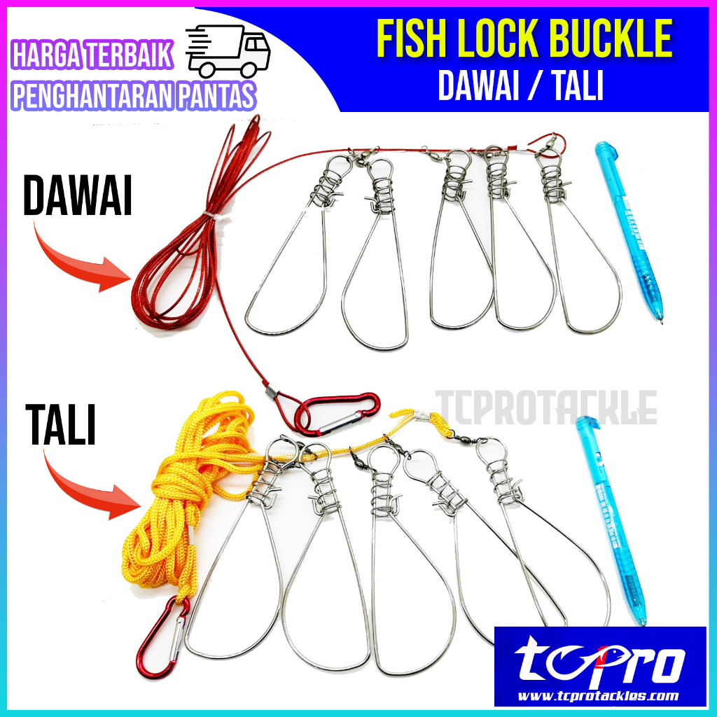 Stainless Steel Gari Ikan 5 Fish Lock Buckle Snap Ikan Hidup | Shopee ...