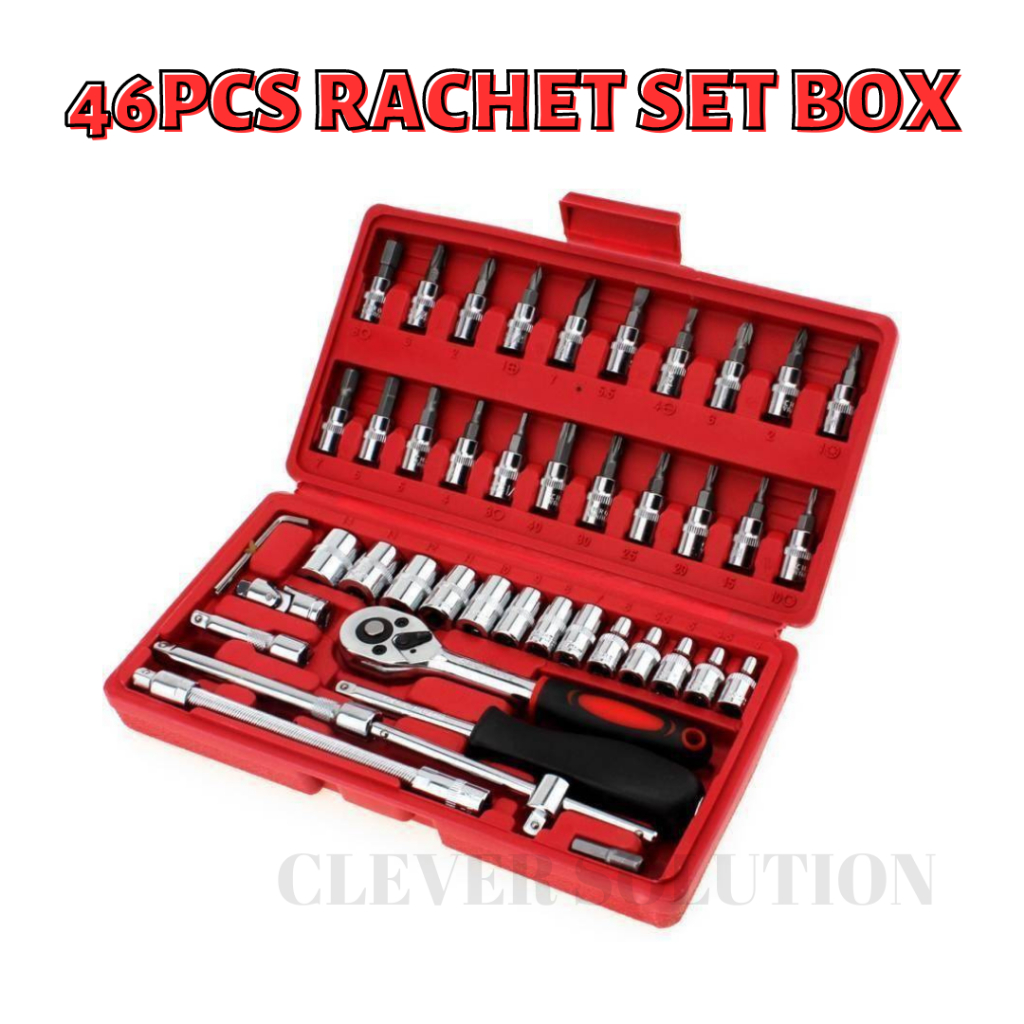 46pcs Chrome Vanadium Socket Set Tool Box Set Ratchet Spanner Wrench