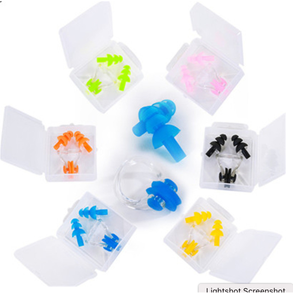 Earplugs and nose clips waterproof equipment set (MALE and FEMALE