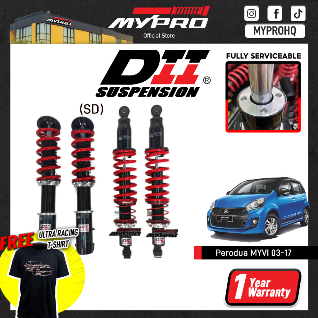 🔥BOLEH SERVICE🔥 Perodua Myvi 20032017 / Viva DII Adjustable Absorber Suspension High Low