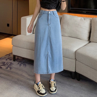 Mid length denim top skirts 80