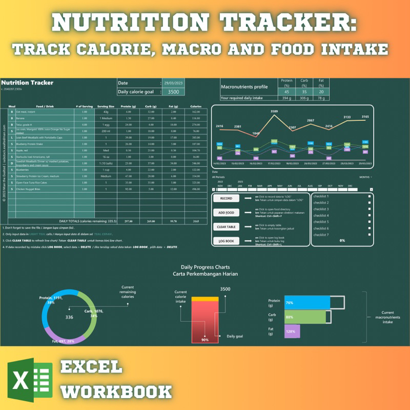 Calorie tracker | Macro tracker | Food tracker | Rekod pengambilan ...