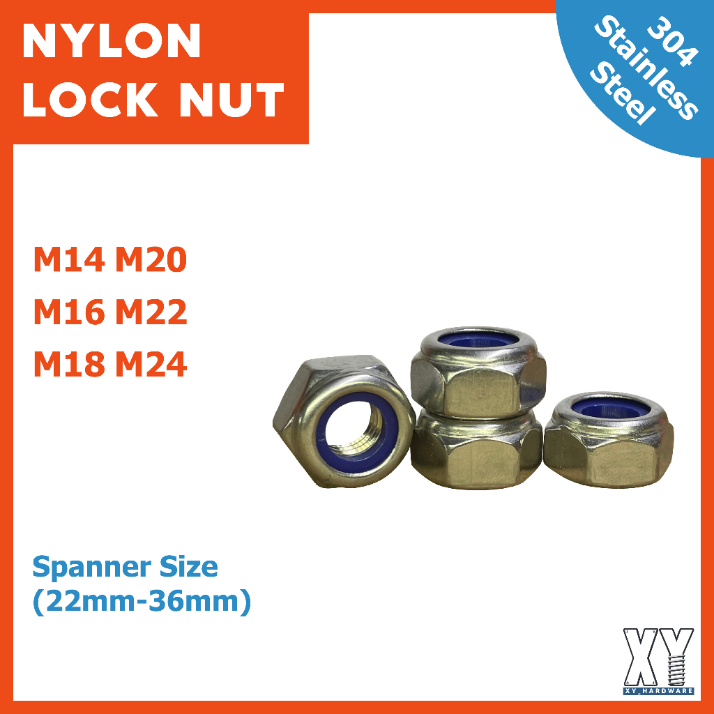 M14M24 Hexagon Nylon Lock Nut Stainless Steel Sus304 Lock Nut Lock Nat