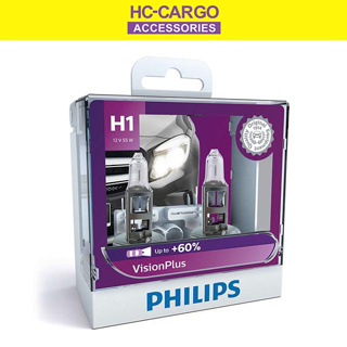  Philips H1 VisionPlus Upgrade Headlight Bulb with up