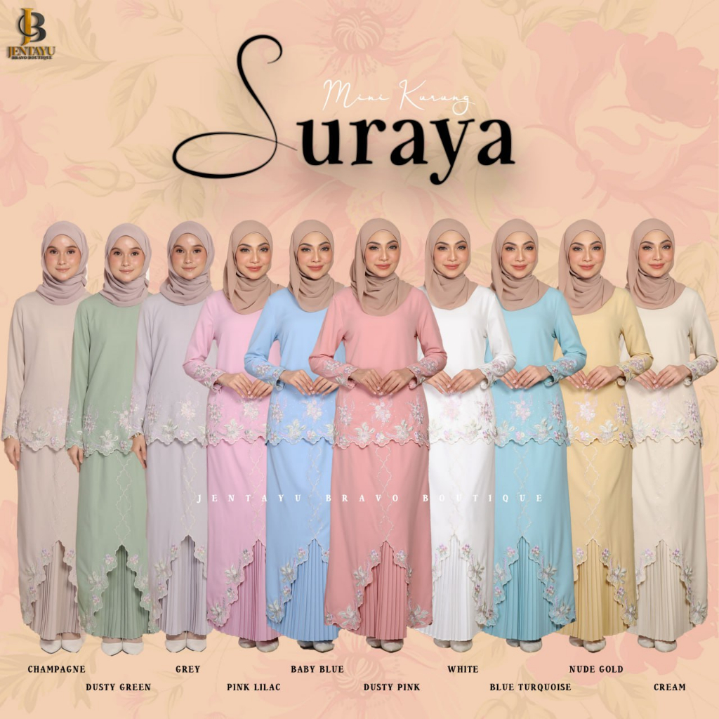 Suraya Mini Kurung Moden Zulaika Puteri Kurung Baju Raya 2023 Baju Lace ...