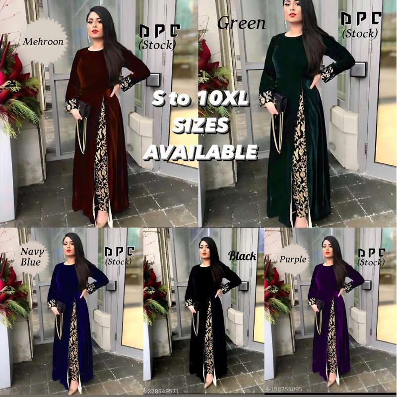 (S10XL)Zoya velvet readymade gown. Shopee Malaysia