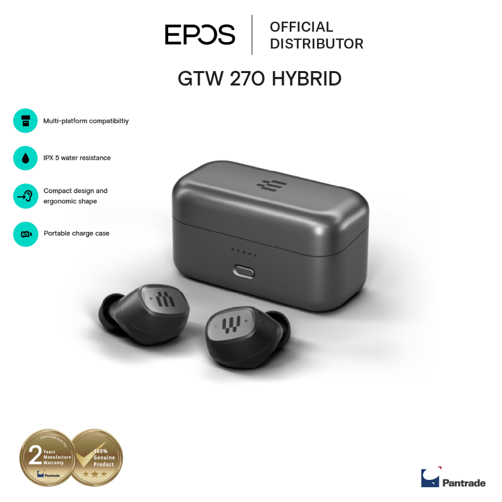 EPOS GTW 270 Hybrid Closed Acoustic Gaming Wireless Earbuds