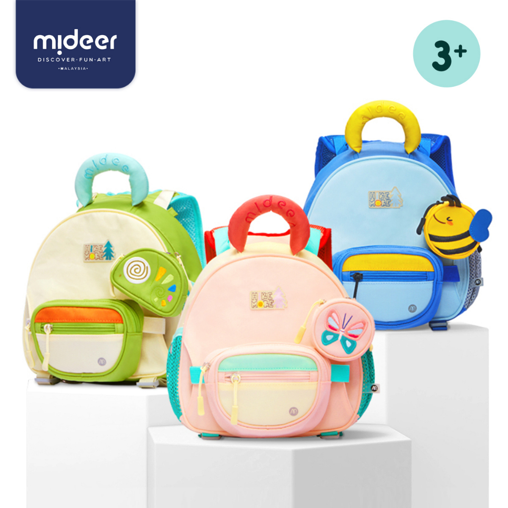 Mideer Outing Kids Backpack - Pink/Blue/Khaki | Shopee Malaysia