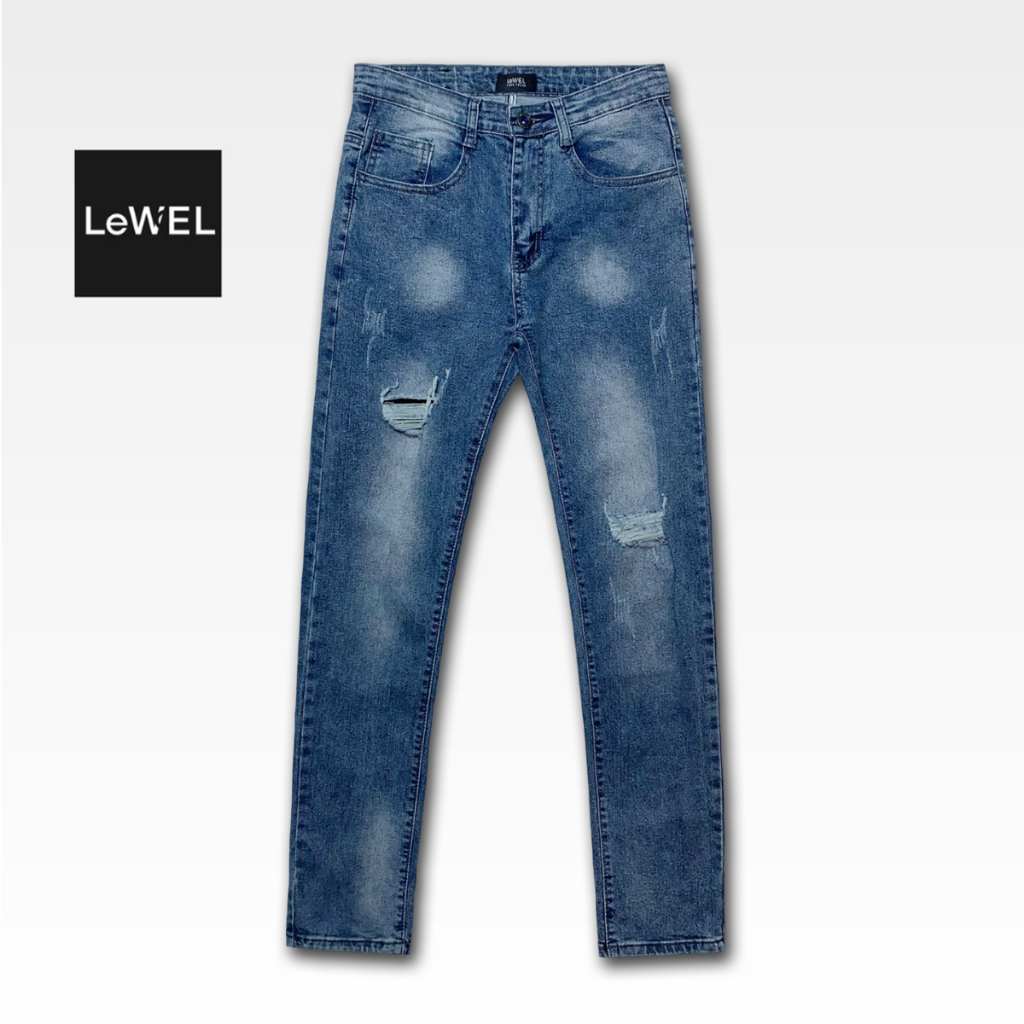 LeWEL Classic Ripped Jean Men Long Pant - Light Blue | Shopee Malaysia