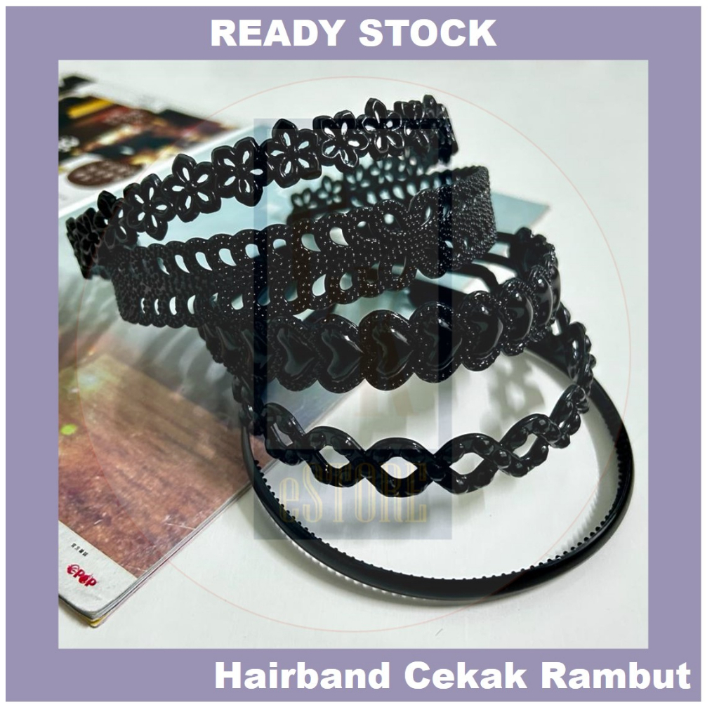 Cekak Rambut 1 Hairband Mens Women Unisex Black Wavy Hair Head Hoop ...