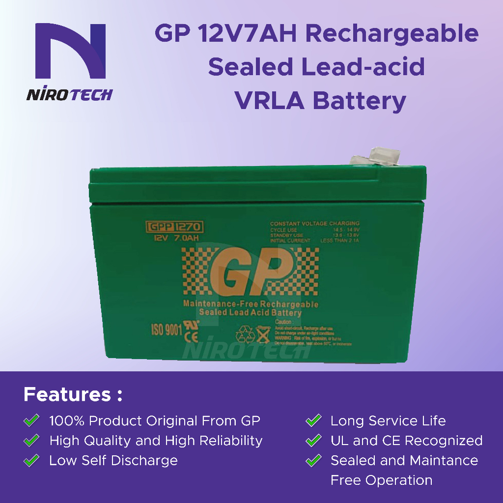 GPower Battery 12V 7AH Rechargeable Sealed Lead Acid VRLA Battery ...