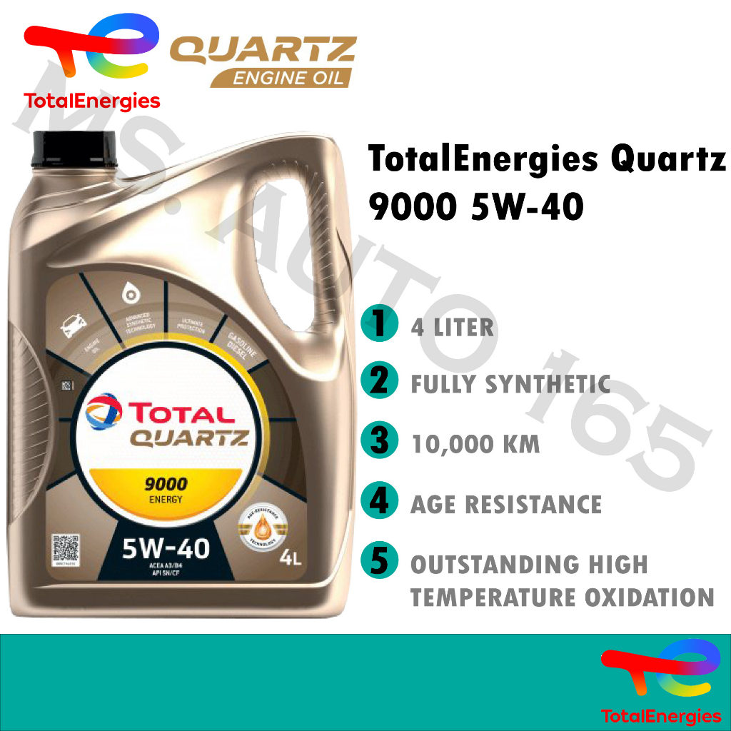 TOTAL QUARTZ 5W40 4L Fully Synthetic SN Engine Oil Car Lubricant 5w-40 ...