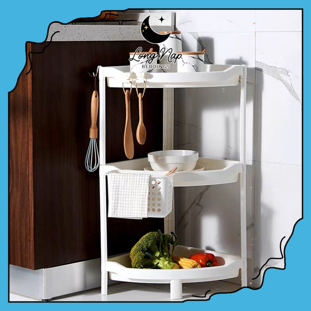 BATHROOM CORNER SHELF 3 TIER TRIANGLE SHELF UNIT PARA PENJURU RAK SEGI